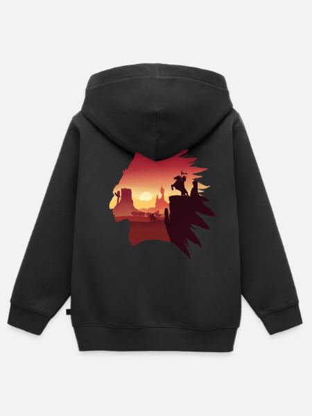 Indianische Landschaft - Kinder Premium Organic Zip Hoodie - Schwarz