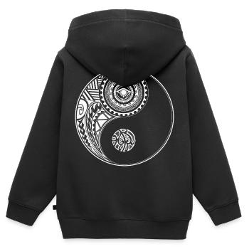Yin und Yang Maori Polynesian Tattoo Mandala Zen - Kinder Premium Organic Zip Hoodie - Schwarz - Hinten - AI Model Kid Male (0cm)