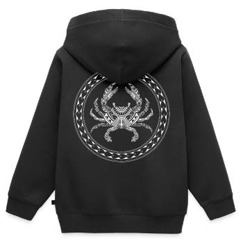 Maori Polynesian Tattoo Krabbe Krebs Tauchen - Kinder Premium Organic Zip Hoodie - Schwarz - Hinten - AI Model Kid Male (0cm)