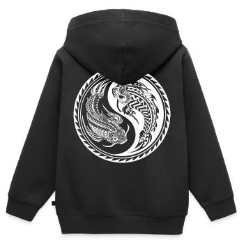 Koi Karpfen Maori Polynesian Tattoo - Kinder Premium Organic Zip Hoodie - Schwarz - Hinten - AI Model Kid Male (0cm)