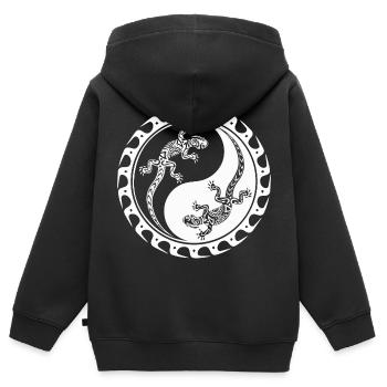 Salamander Maori Polynesian Tattoo Yin Yang - Kinder Premium Organic Zip Hoodie - Schwarz - Hinten - AI Model Kid Male (0cm)
