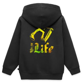 Ride for life trottinette freestyle - Sweat Premium à capuche zippé enfant bio - noir - Dos - AI Model Kid Male (0cm)
