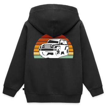 off road 4x4 offroad off-road vehicle - Sweat Premium à capuche zippé enfant bio - noir - Dos - AI Model Kid Male (0cm)