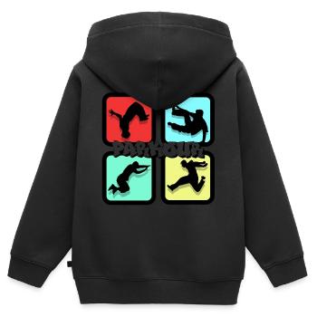 Parkour - Kinder Premium Organic Zip Hoodie - Schwarz - Hinten - AI Model Kid Male (0cm)
