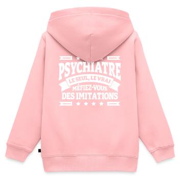 PSYCHIATRE LE SEUL LE VRAI - Sweat Premium à capuche zippé enfant bio - rose - Dos - AI Model Kid Female (0cm)