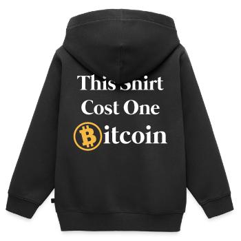 Bitcoin - Sweat Premium à capuche zippé enfant bio - noir - Dos - AI Model Kid Male (0cm)