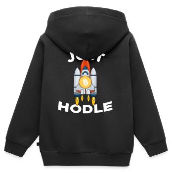 Bitcoin - Sweat Premium à capuche zippé enfant bio - noir - Dos - AI Model Kid Male (0cm)