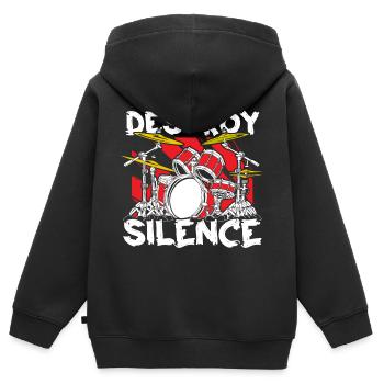 Batteur batteur Drumsticks - Sweat Premium à capuche zippé enfant bio - noir - Dos - AI Model Kid Male (0cm)