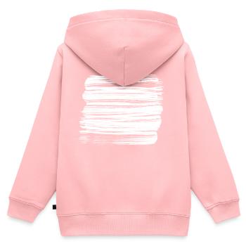 Coups de pinceau blanc fond décor - Sweat Premium à capuche zippé enfant bio - rose - Dos - AI Model Kid Female (0cm)