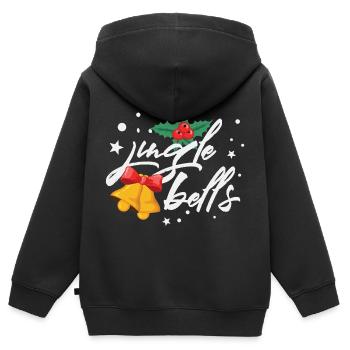 Jingle Bells Gui Cloches de Noël - Sweat Premium à capuche zippé enfant bio - noir - Dos - AI Model Kid Male (0cm)