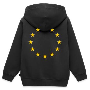 Europa - Kinder Premium Organic Zip Hoodie - Schwarz - Hinten - AI Model Kid Male (0cm)