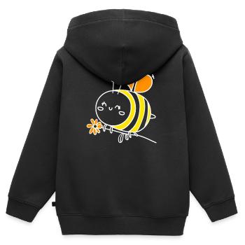 Biene mit blume - Kinder Premium Organic Zip Hoodie - Schwarz - Hinten - AI Model Kid Male (0cm)