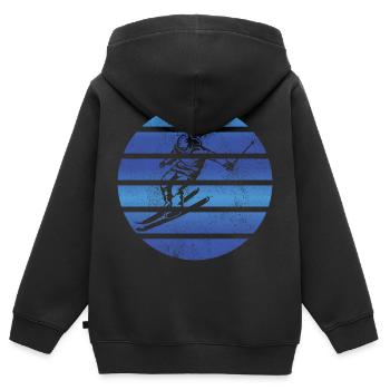 Ski fahren Retro Skier Ski Skifahren Skifahrer - Kinder Premium Organic Zip Hoodie - Schwarz - Hinten - AI Model Kid Male (0cm)