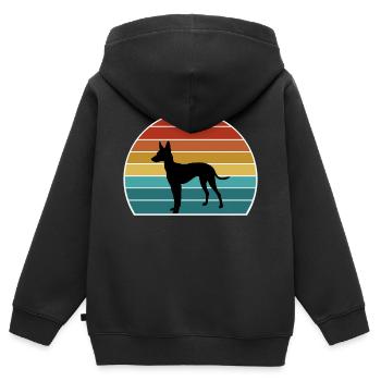 Cirneco Dell Etna Hund Silhouette Vintage Sonnenuntergang fo - Kinder Premium Organic Zip Hoodie - Schwarz - Hinten - AI Model Kid Male (0cm)