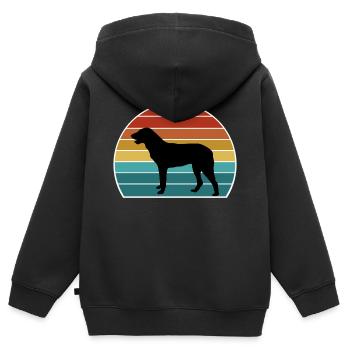 Cao De Castro Laboreiro Hund Silhouette Vintage Sonne - Kinder Premium Organic Zip Hoodie - Schwarz - Hinten - AI Model Kid Male (0cm)