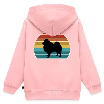 Deutscher Spitz Hund Silhouette Vintage Sonnenuntergang für Hund - Kinder Premium Organic Zip Hoodie - Rosa - Hinten - AI Model Kid Female (0cm)