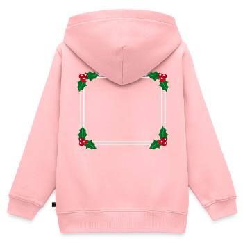Cadre avec piqûres d’hiver Noël - Sweat Premium à capuche zippé enfant bio - rose - Dos - AI Model Kid Female (0cm)