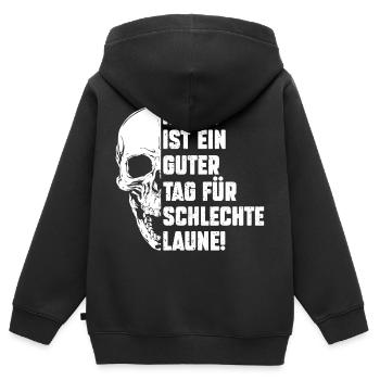 Schlechte Laune Skelett Montag - Kinder Premium Organic Zip Hoodie - Schwarz - Hinten - AI Model Kid Male (0cm)