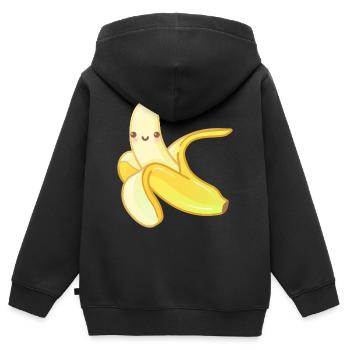 Banane - Kinder Premium Organic Zip Hoodie - Schwarz - Hinten - AI Model Kid Male (0cm)