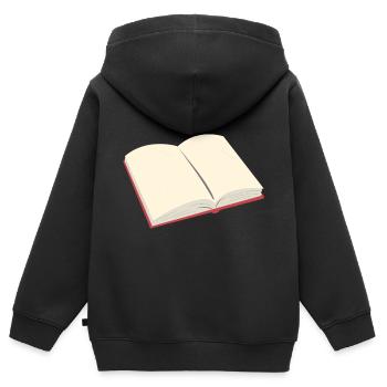 Offenes Buch - Kinder Premium Organic Zip Hoodie - Schwarz - Hinten - AI Model Kid Male (0cm)