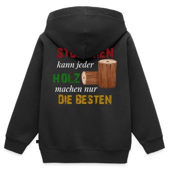 Holz machen nur die besten Holzfäller geschenk - Kinder Premium Organic Zip Hoodie - Schwarz - Hinten - AI Model Kid Male (0cm)