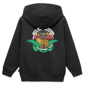 Regenwald Klimawandel Reise Geschenkidee - Kinder Premium Organic Zip Hoodie - Schwarz - Hinten - AI Model Kid Male (0cm)