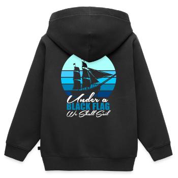 Pirate pirates - Sweat Premium à capuche zippé enfant bio - noir - Dos - AI Model Kid Male (0cm)
