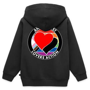 antifascist lovers action - Kinder Premium Organic Zip Hoodie - Schwarz - Hinten - AI Model Kid Male (0cm)