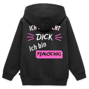 Ich bin nicht Dick ich bin flauschig Lustig - Kinder Premium Organic Zip Hoodie - Schwarz - Hinten - AI Model Kid Male (0cm)
