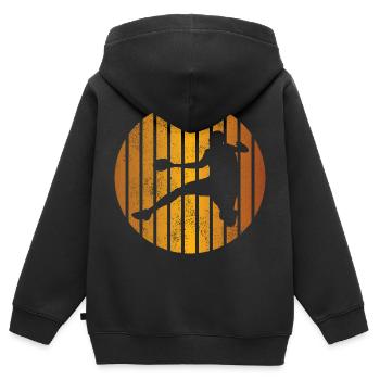 Handball Vintage HandballEr Retro Handball Player - Sweat Premium à capuche zippé enfant bio - noir - Dos - AI Model Kid Male (0cm)