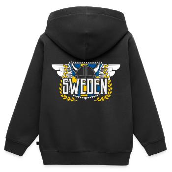 Schweden Vikinger Europäische Union Geschenkidee - Kinder Premium Organic Zip Hoodie - Schwarz - Hinten - AI Model Kid Male (0cm)