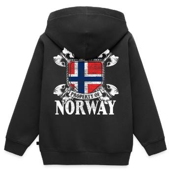 Norwegen Staat - Kinder Premium Organic Zip Hoodie - Schwarz - Hinten - AI Model Kid Male (0cm)