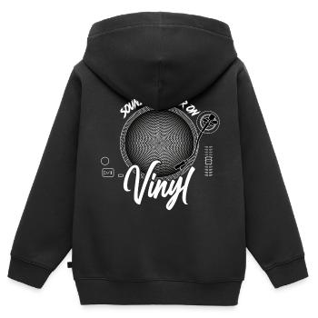 Sonne mieux sur vinyl DJ gift record - Sweat Premium à capuche zippé enfant bio - noir - Dos - AI Model Kid Male (0cm)