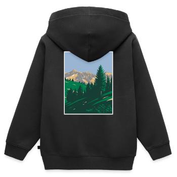 Mercantour Nationalpark WPA Poster Art Deco - Kinder Premium Organic Zip Hoodie - Schwarz - Hinten - AI Model Kid Male (0cm)