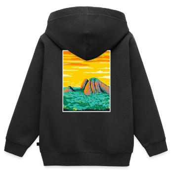 Guyana Amazonas Nationalpark WPA Poster Art Deco - Kinder Premium Organic Zip Hoodie - Schwarz - Hinten - AI Model Kid Male (0cm)