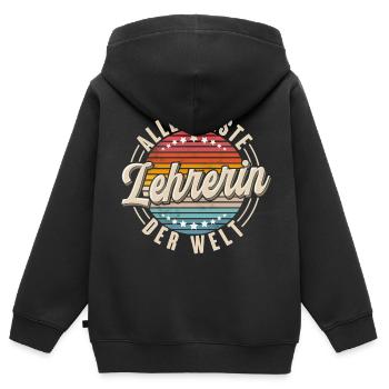Lehrerin - Kinder Premium Organic Zip Hoodie - Schwarz - Hinten - AI Model Kid Male (0cm)