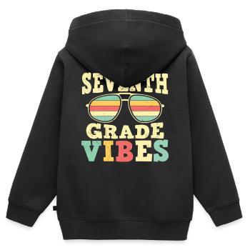 Zurück zur Schule 7. Klasse Vibes Erster Tag - Kinder Premium Organic Zip Hoodie - Schwarz - Hinten - AI Model Kid Male (0cm)