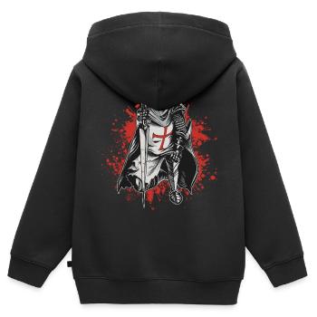 Kreuzritter Tempelritter Deus Vult Ritter Templer - Kinder Premium Organic Zip Hoodie - Schwarz - Hinten - AI Model Kid Male (0cm)