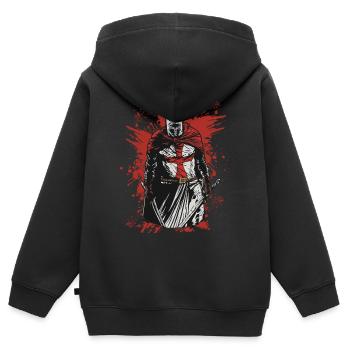 Kreuzritter Tempelritter Deus Vult Ritter Templer - Kinder Premium Organic Zip Hoodie - Schwarz - Hinten - AI Model Kid Male (0cm)