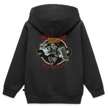 Hot Rod - Voitures de course classiques - lumineuses - Sweat Premium à capuche zippé enfant bio - noir - Dos - AI Model Kid Male (0cm)