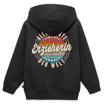 Erzieherin - Kinder Premium Organic Zip Hoodie - Schwarz - Hinten - AI Model Kid Male (0cm)