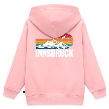 Coucher de soleil à Innsbruck - Sweat Premium à capuche zippé enfant bio - rose - Dos - AI Model Kid Female (0cm)