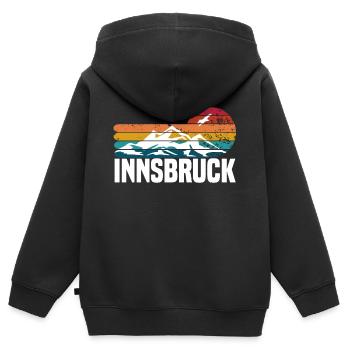 Innsbruck sonnenuntergang - Kinder Premium Organic Zip Hoodie - Schwarz - Hinten - AI Model Kid Male (0cm)