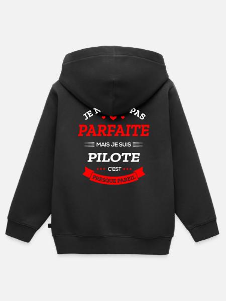 PILOTE PARFAITE - Sweat Premium à capuche zippé enfant bio - noir