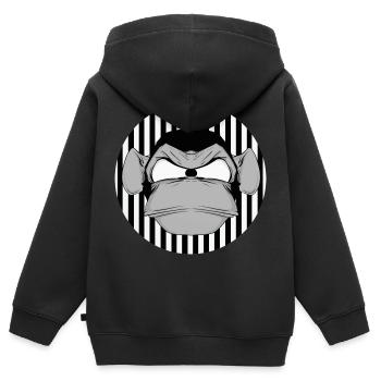 Schimpanse Affe lustig Comic Comicstyle Gaming - Kinder Premium Organic Zip Hoodie - Schwarz - Hinten - AI Model Kid Male (0cm)