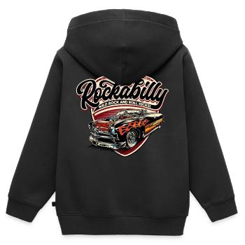 Rockabilly Hotrod Speed Flames - pos - Sweat Premium à capuche zippé enfant bio - noir - Dos - AI Model Kid Male (0cm)
