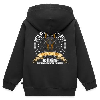 Dobermann Wachhund Hundeliebhaber - Kinder Premium Organic Zip Hoodie - Schwarz - Hinten - AI Model Kid Male (0cm)