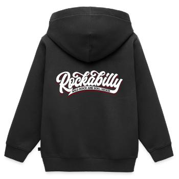 Rockabilly Wild Rock n Roll - Typo - neg - Kinder Premium Organic Zip Hoodie - Schwarz - Hinten - AI Model Kid Male (0cm)