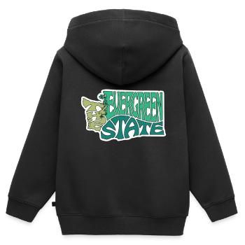 Le nuage de mots de la carte de l’État de Washington à Evergreen - Sweat Premium à capuche zippé enfant bio - noir - Dos - AI Model Kid Male (0cm)