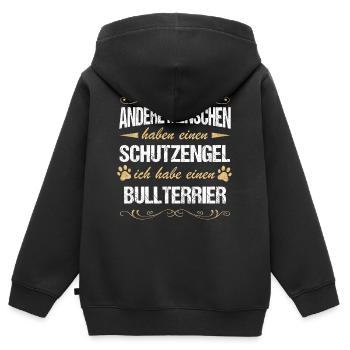 Bullterrier Hund Hundehalter - Kinder Premium Organic Zip Hoodie - Schwarz - Hinten - AI Model Kid Male (0cm)
